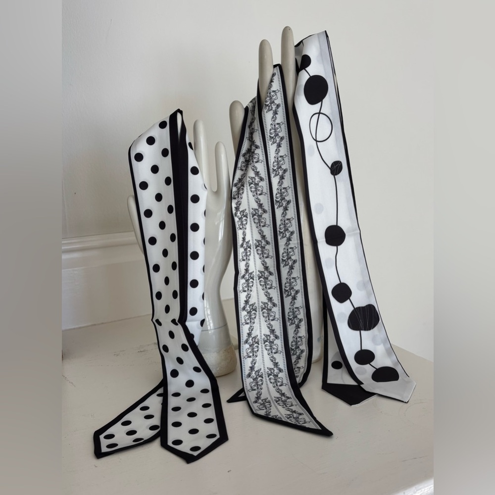 Twilly Bag Scarves Trio - Black and White